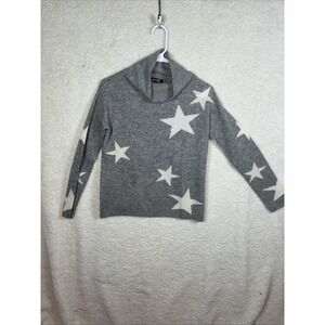 UNWINE Gray Star Print Cowl Neck Sweater XS Cozy Casual Long Sleeve